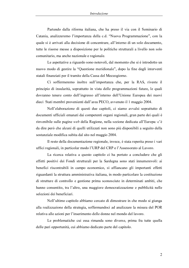 Anteprima della tesi: I Fondi strutturali: norme e procedure di utilizzo con particolare riferimento alla Regione Sardegna, Pagina 2