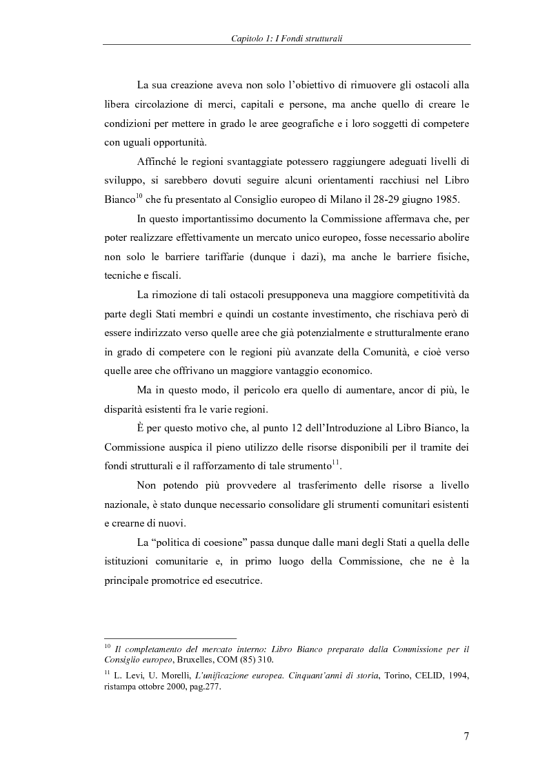 Anteprima della tesi: I Fondi strutturali: norme e procedure di utilizzo con particolare riferimento alla Regione Sardegna, Pagina 7