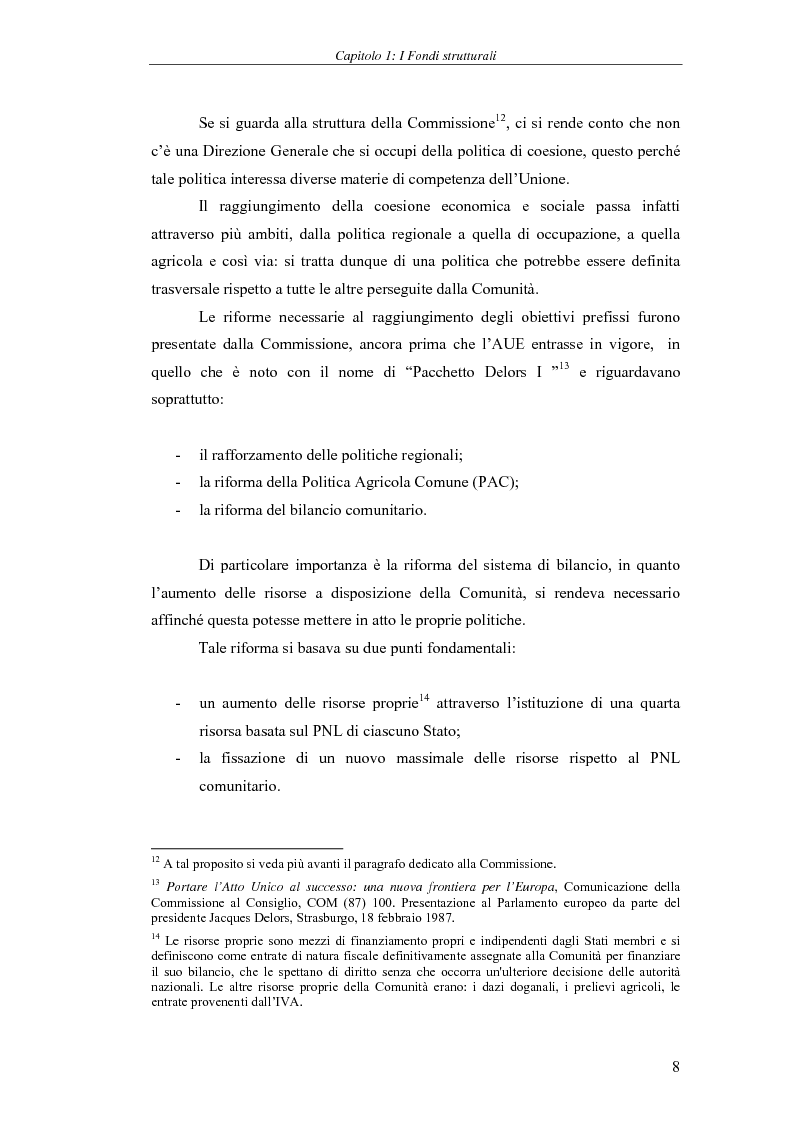 Anteprima della tesi: I Fondi strutturali: norme e procedure di utilizzo con particolare riferimento alla Regione Sardegna, Pagina 8