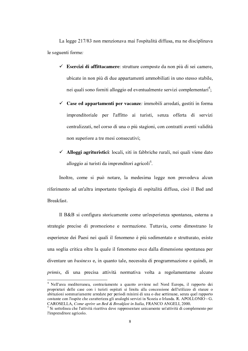 Anteprima della tesi: Il fenomeno del Bed and Breakfast nella realtà del turismo moderno, Pagina 8