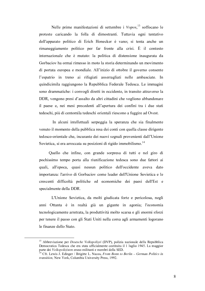 Anteprima della tesi: “Ostalgie”: la riunificazione tedesca tra presente e passato, Pagina 8