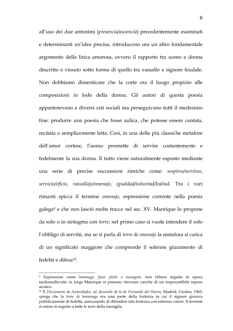 Anteprima della tesi: Rimario e lessico in rima delle poesie di Jorge Manrique, Pagina 14