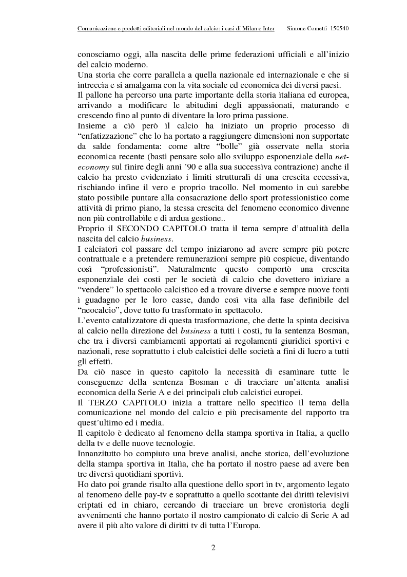 Anteprima della tesi: Comunicazione e prodotti editoriali nel mondo del calcio - I casi di Milan e Inter, Pagina 2