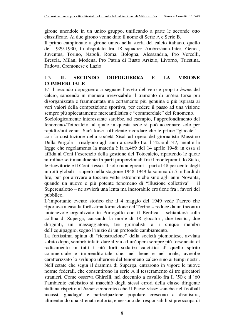 Anteprima della tesi: Comunicazione e prodotti editoriali nel mondo del calcio - I casi di Milan e Inter, Pagina 8