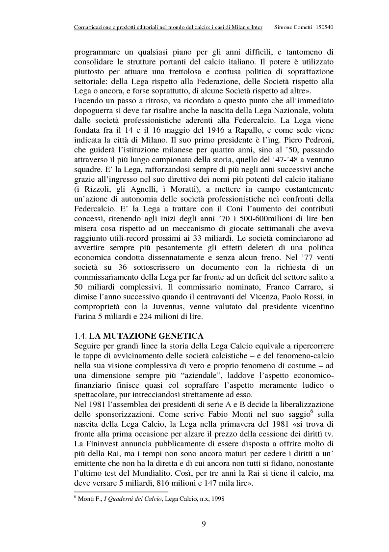Anteprima della tesi: Comunicazione e prodotti editoriali nel mondo del calcio - I casi di Milan e Inter, Pagina 9