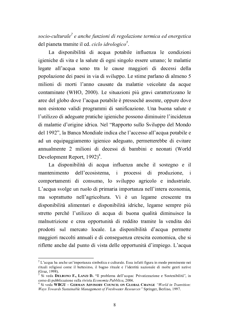 Anteprima della tesi: "Acqua: Bene di tutti". Fonte di vita o prodotto industriale? Sviluppo sostenibile e Privatizzazione delle risorse idriche., Pagina 6