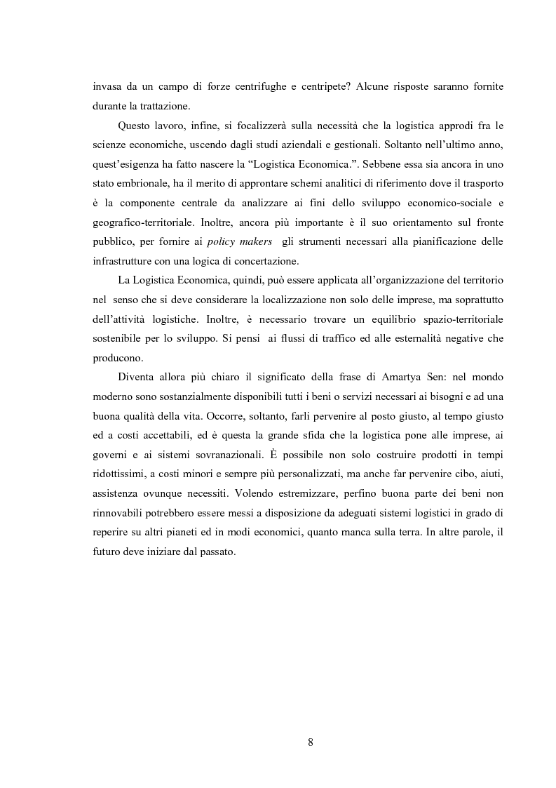 Anteprima della tesi: La logistica come fattore competitivo di sistema, Pagina 4