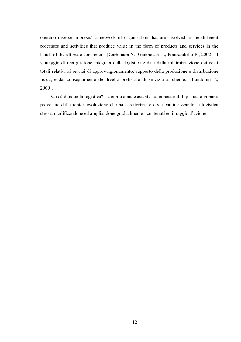 Anteprima della tesi: La logistica come fattore competitivo di sistema, Pagina 8