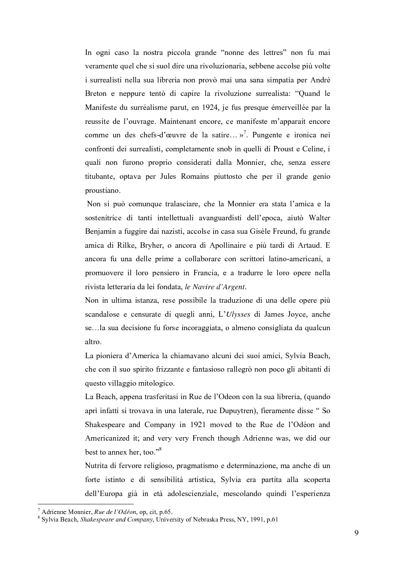 Anteprima della tesi: Conversazioni transatlantiche: Adrienne Monnier e Sylvia Beach nella Parigi degli anni Venti., Pagina 8