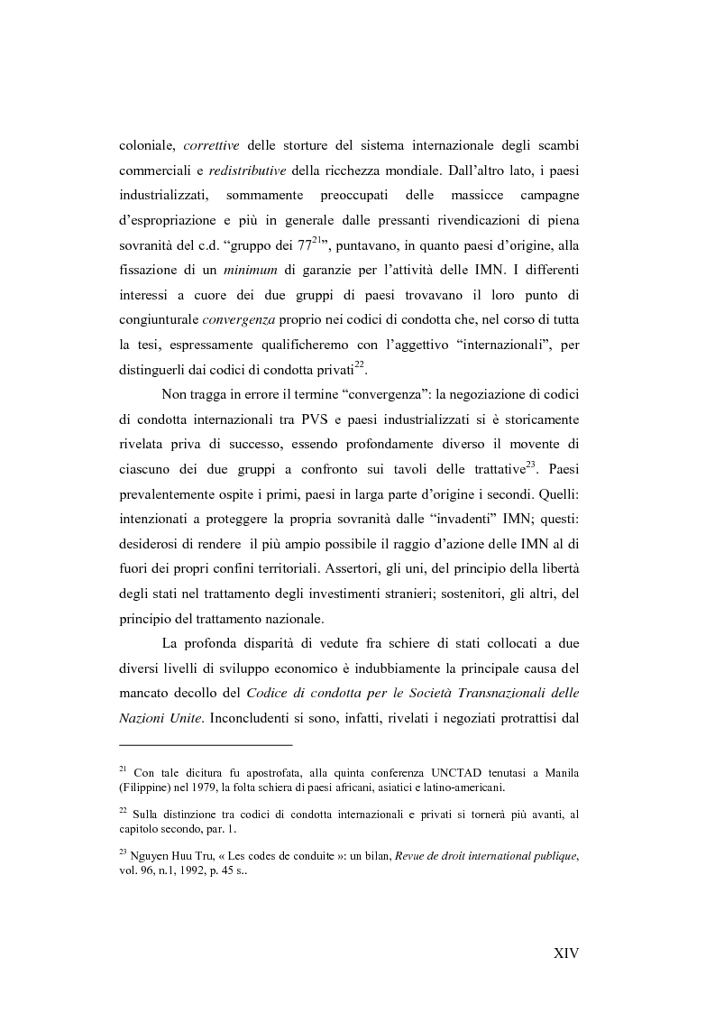 Anteprima della tesi: Il c.d. Approccio transnazionale al controllo delle attività delle imprese multinazionali: il fenomeno dei codici di condotta privati, Pagina 9