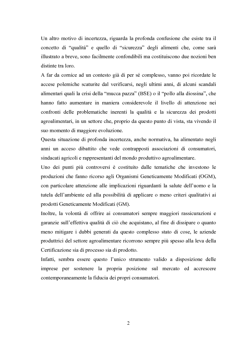 Anteprima della tesi: I Profili della Qualità nel Settore Agroalimentare, Pagina 2