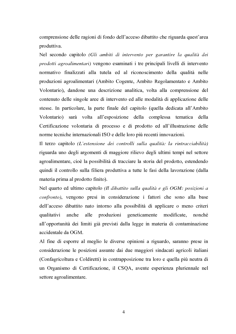 Anteprima della tesi: I Profili della Qualità nel Settore Agroalimentare, Pagina 4