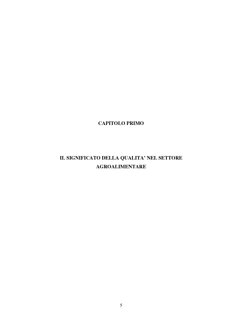Anteprima della tesi: I Profili della Qualità nel Settore Agroalimentare, Pagina 5