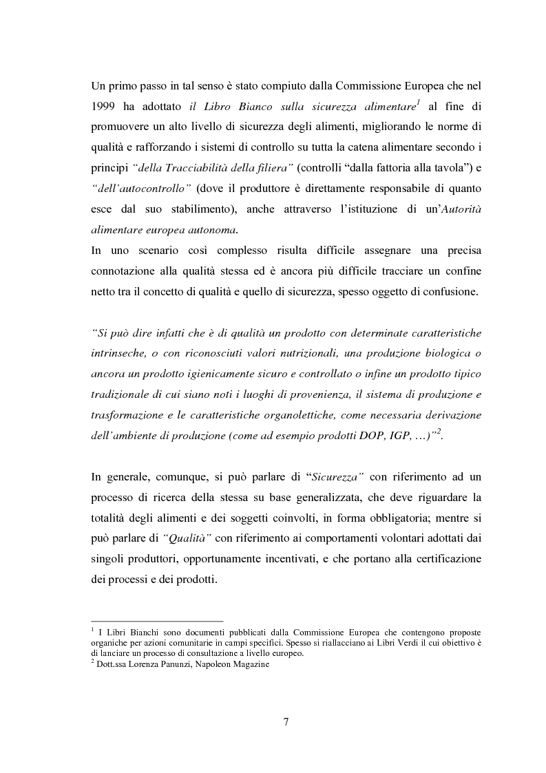 Anteprima della tesi: I Profili della Qualità nel Settore Agroalimentare, Pagina 7