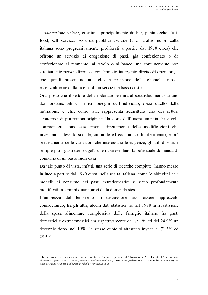 Anteprima della tesi: La Ristorazione Toscana di Qualità - Un'analisi quantitativa, Pagina 4