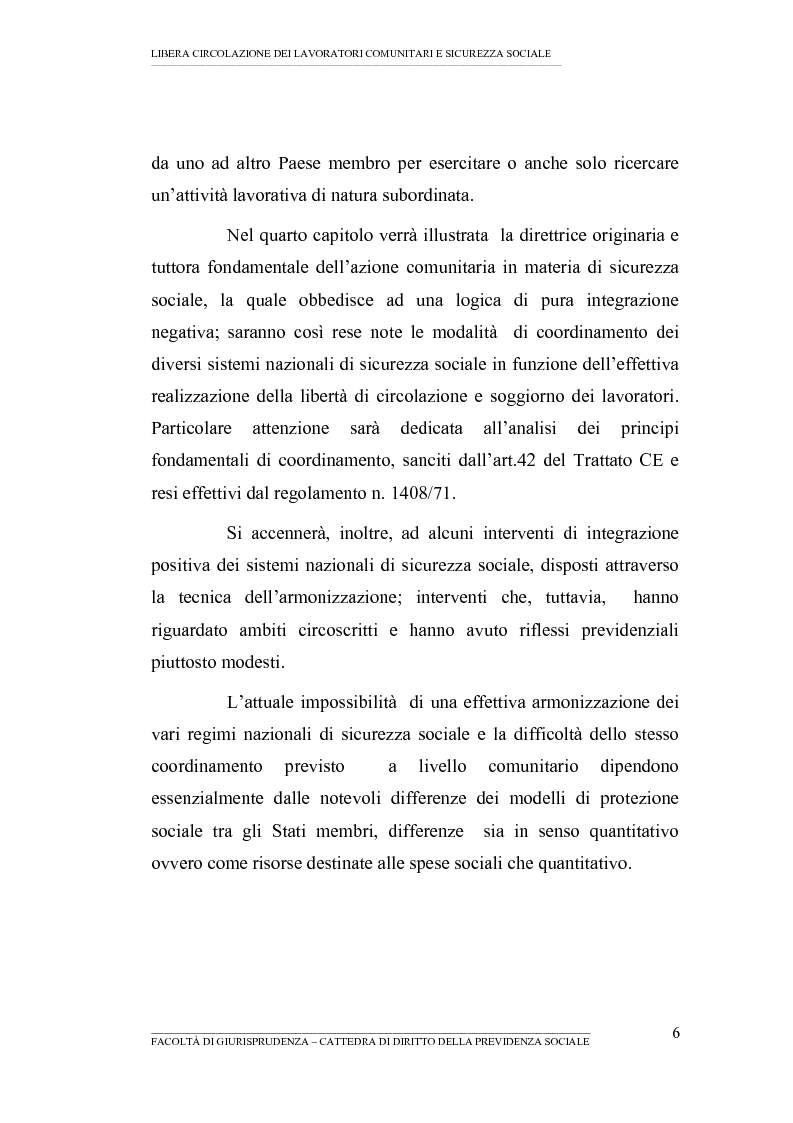 Anteprima della tesi: Libera circolazione dei lavoratori comunitari e sicurezza sociale (La protezione sociale per coloro che si spostano nell'UE), Pagina 4