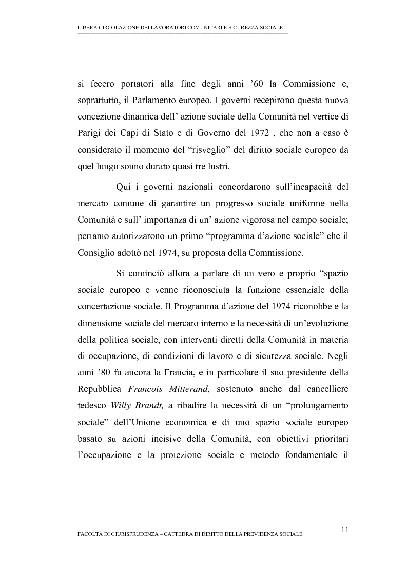 Anteprima della tesi: Libera circolazione dei lavoratori comunitari e sicurezza sociale (La protezione sociale per coloro che si spostano nell'UE), Pagina 9