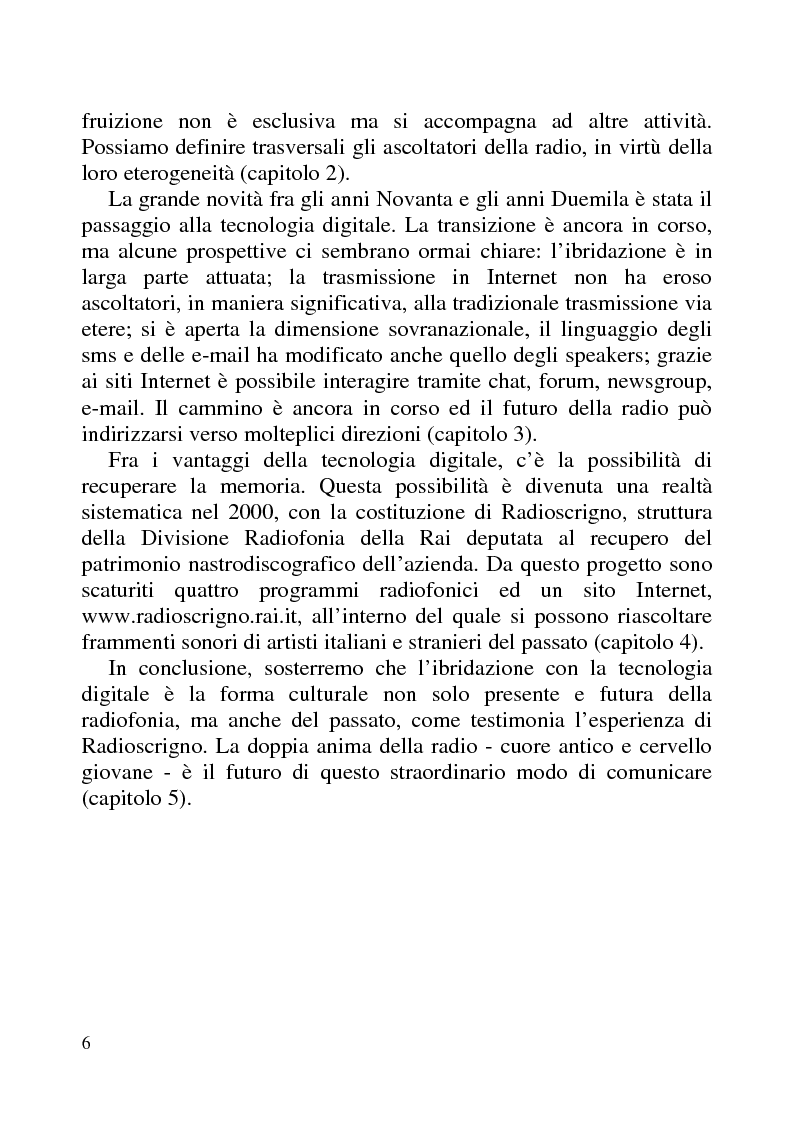 Anteprima della tesi: Radio Futuro. Tecnologie digitali e recupero della memoria. Il caso Rai-Radioscrigno, Pagina 2