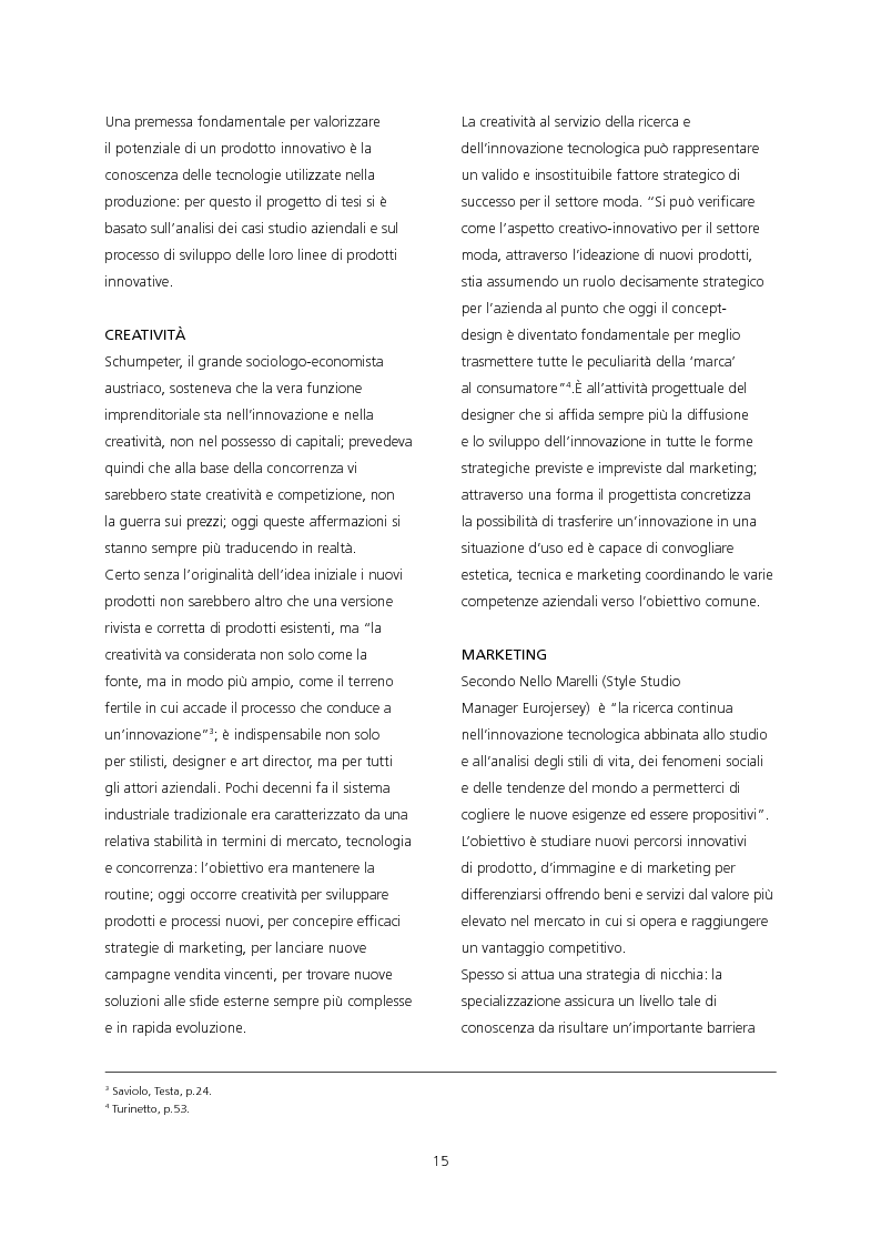 Anteprima della tesi: Il ruolo del design di moda per una strategia di sviluppo e di diffusione dell'innovazione tessile. Applicazione dei tessuti a rilascio di sostanza JL Well Being/Bayer Chemicals Italia per la linea Imec Sentirsi Bene., Pagina 6