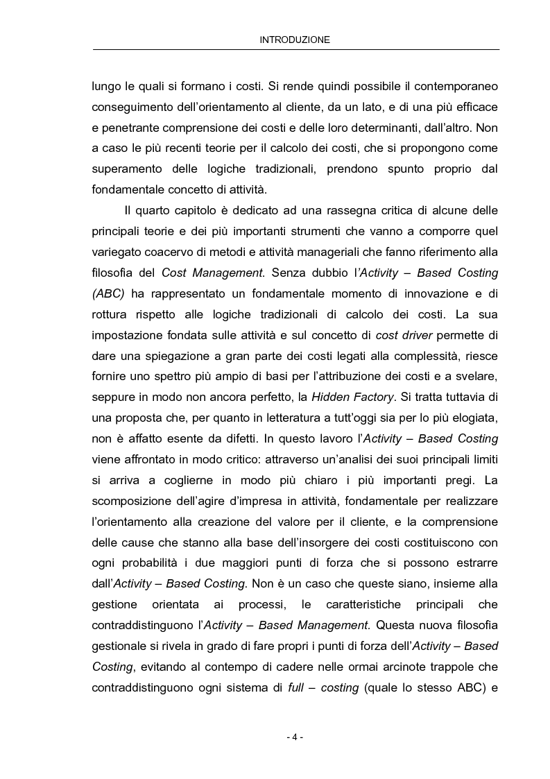 Anteprima della tesi: Cost Management: il caso Beta Plastics, Pagina 4