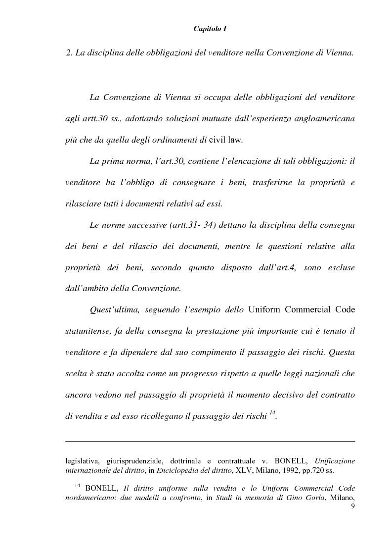 Anteprima della tesi: L' obbligazione di conformità dei beni nella compravendita internazionale, Pagina 11
