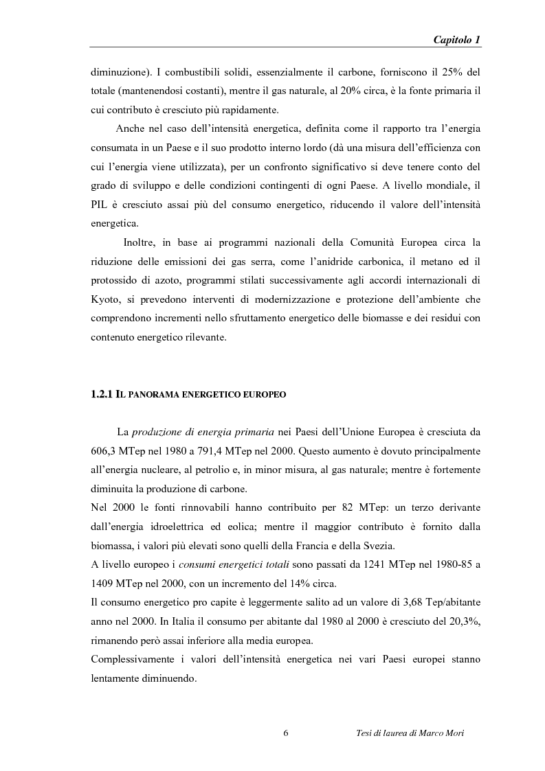 Anteprima della tesi: Produzione di energia elettrica distribuita da impianti di gassificazione, Pagina 6