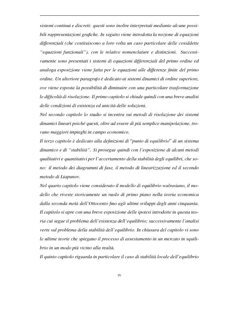Anteprima della tesi: Sistemi dinamici: questioni di stabilità ed applicazioni economiche, Pagina 2