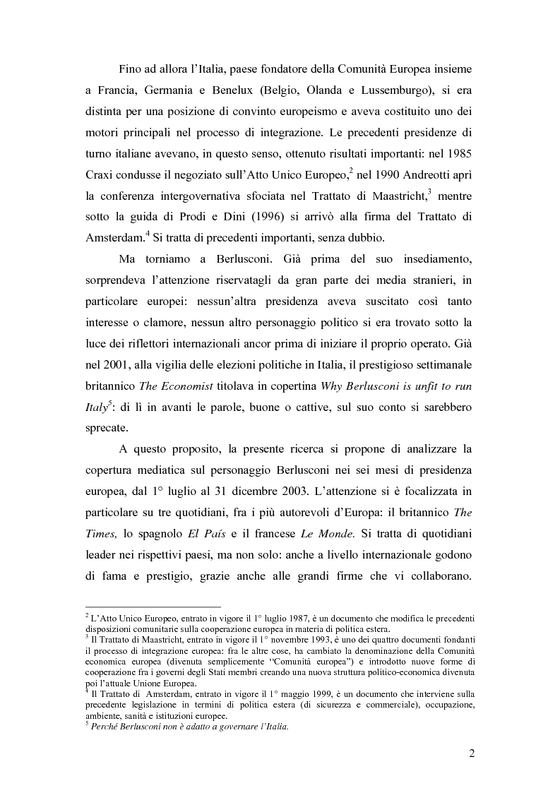 Anteprima della tesi: ''So, Mr. Berlusconi?'' La stampa estera e il semestre di presidenza italiana in Europa, Pagina 2