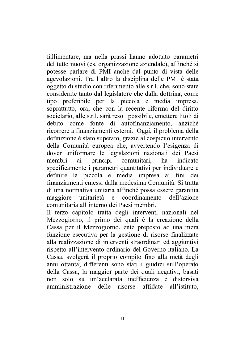 Anteprima della tesi: I Finanziamenti agevolati alle PMI nel Mezzogiorno, Pagina 2