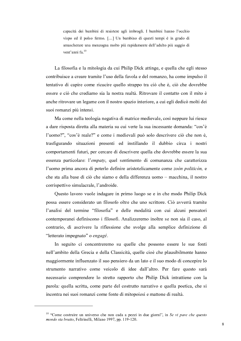 Anteprima della tesi: Philip K. Dick, tra filosofia e mito, Pagina 7