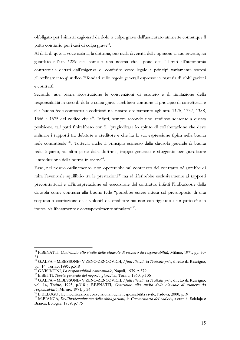 Anteprima della tesi: Le clausole di esclusione e di limitazione della responsabilità, Pagina 15