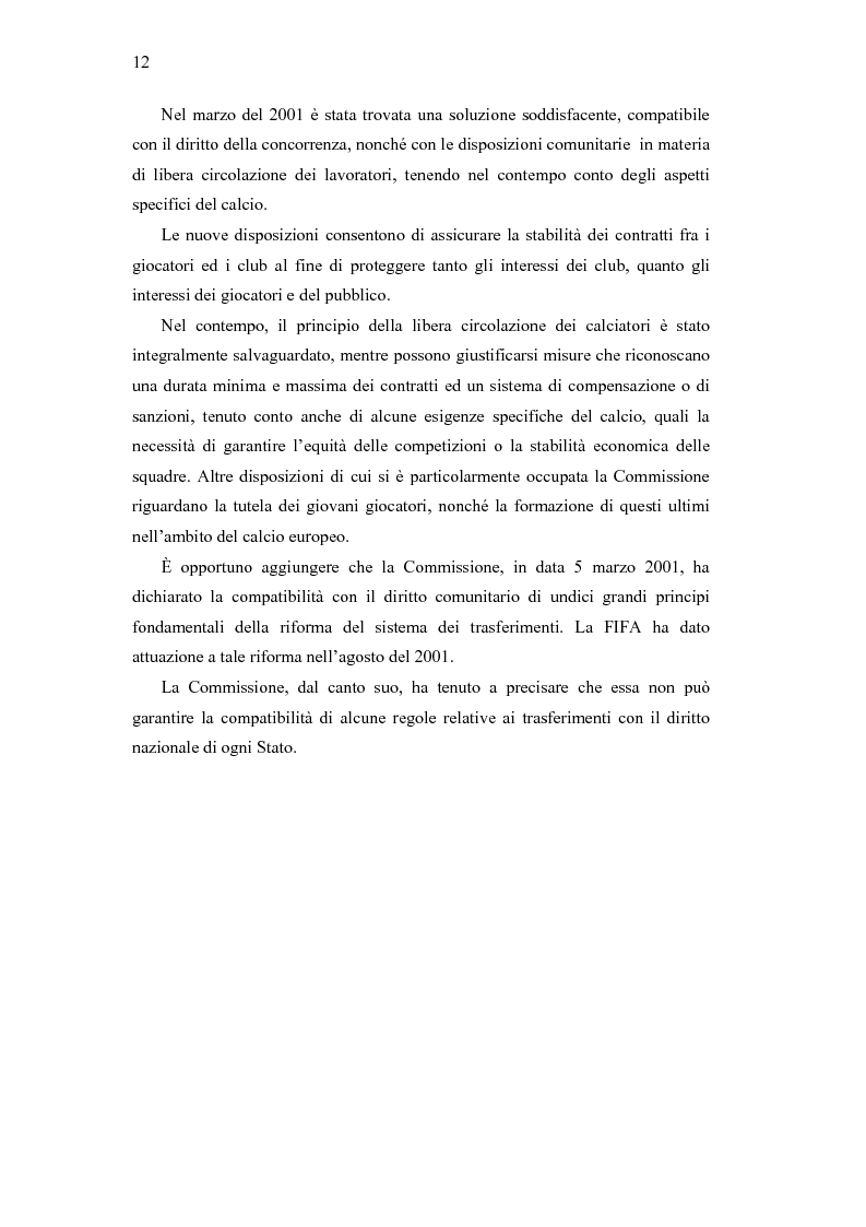 Anteprima della tesi: La libera circolazione degli sportivi, Pagina 12