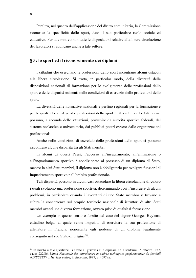 Anteprima della tesi: La libera circolazione degli sportivi, Pagina 8
