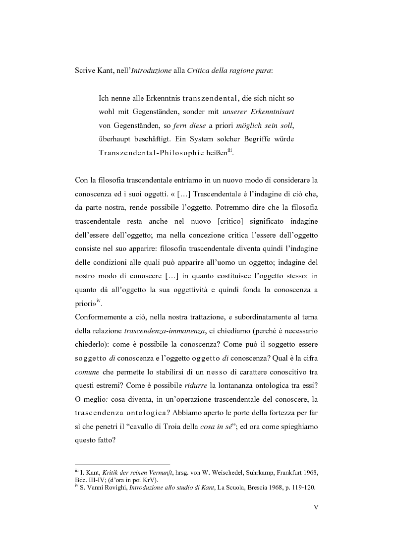 Anteprima della tesi: Trascendenza e immanenza nel trascendentalismo kantiano, Pagina 5