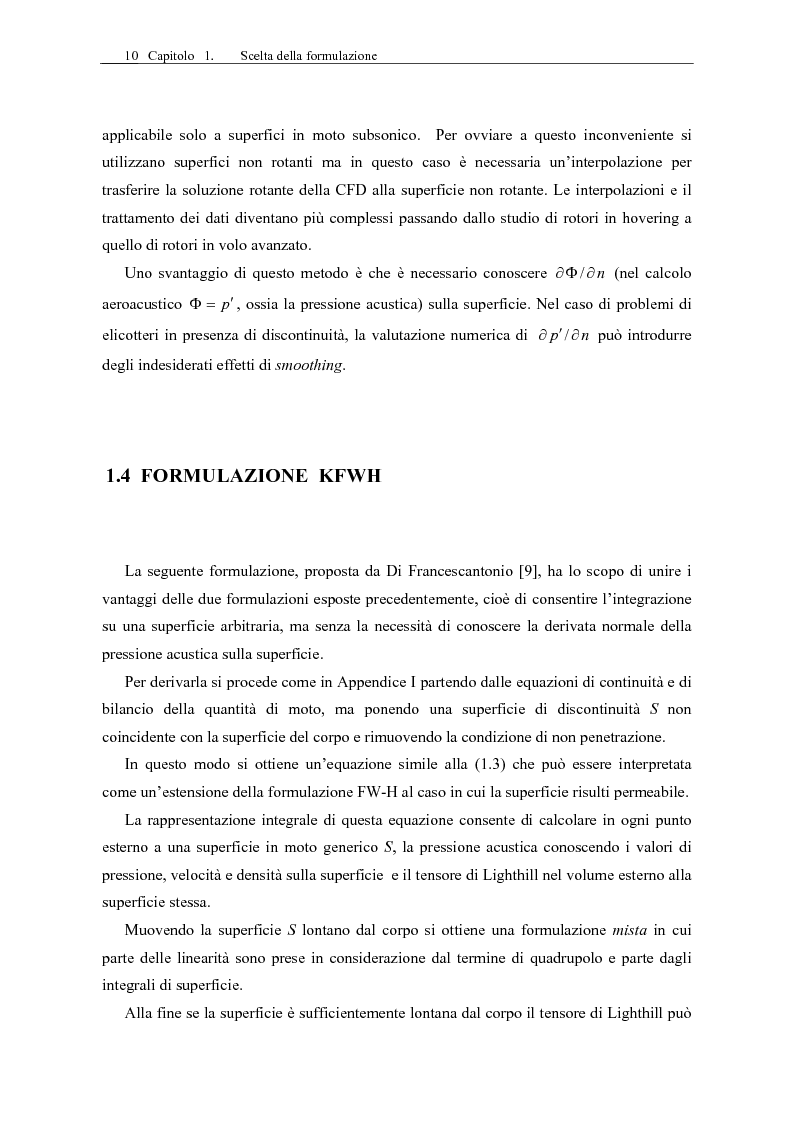Anteprima della tesi: Sviluppo di un codice di aeroacustica basato sulla formulazione di Ffwocs Williams-Hawkings nella forma di Farassat, Pagina 12