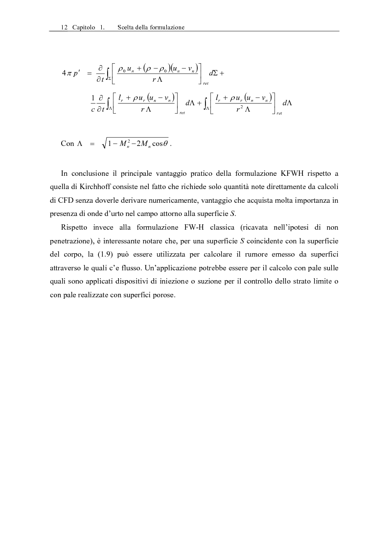 Anteprima della tesi: Sviluppo di un codice di aeroacustica basato sulla formulazione di Ffwocs Williams-Hawkings nella forma di Farassat, Pagina 14
