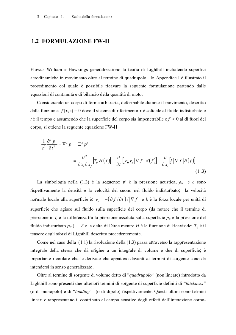 Anteprima della tesi: Sviluppo di un codice di aeroacustica basato sulla formulazione di Ffwocs Williams-Hawkings nella forma di Farassat, Pagina 5