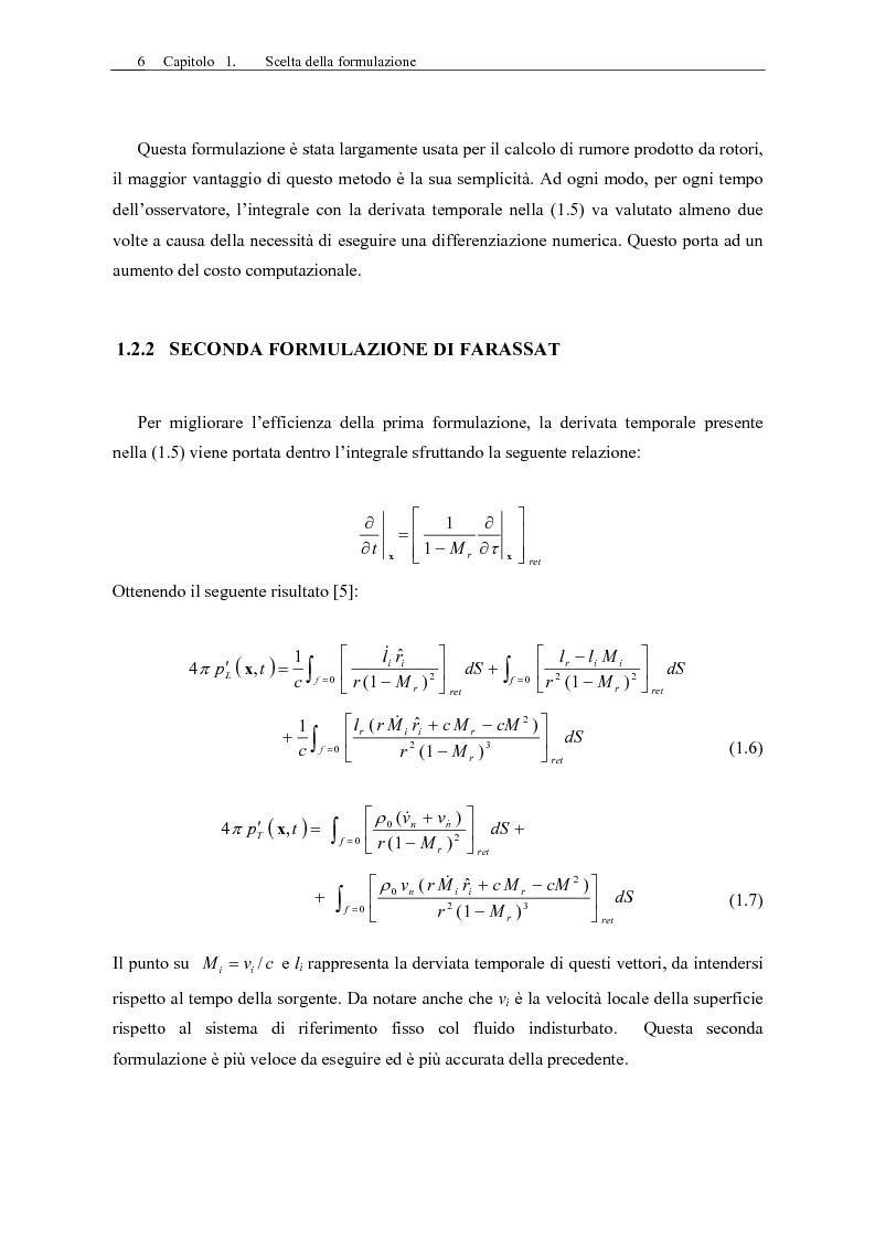 Anteprima della tesi: Sviluppo di un codice di aeroacustica basato sulla formulazione di Ffwocs Williams-Hawkings nella forma di Farassat, Pagina 8