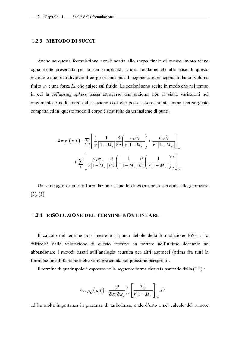 Anteprima della tesi: Sviluppo di un codice di aeroacustica basato sulla formulazione di Ffwocs Williams-Hawkings nella forma di Farassat, Pagina 9