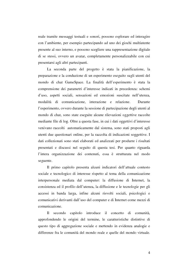 Anteprima della tesi: Virtual Community in ambienti 3D: aspetti sociali, emotivi e cognitivi di un'esperienza di chat in un mondo tridimensionale. Un esperimento applicativo., Pagina 2