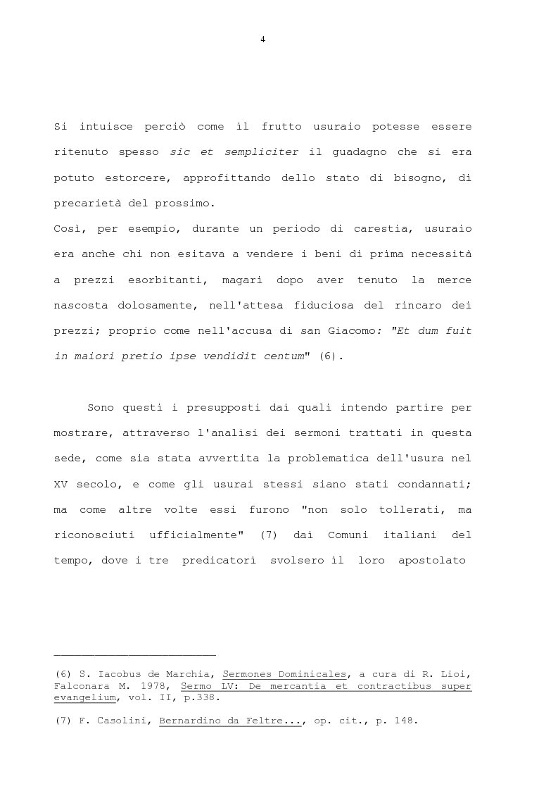 Anteprima della tesi: La condanna dell'usura in alcune prediche di S. Bernardino da Siena, di S. Giacomo della Marca e del beato Bernardino da Feltre, Pagina 4