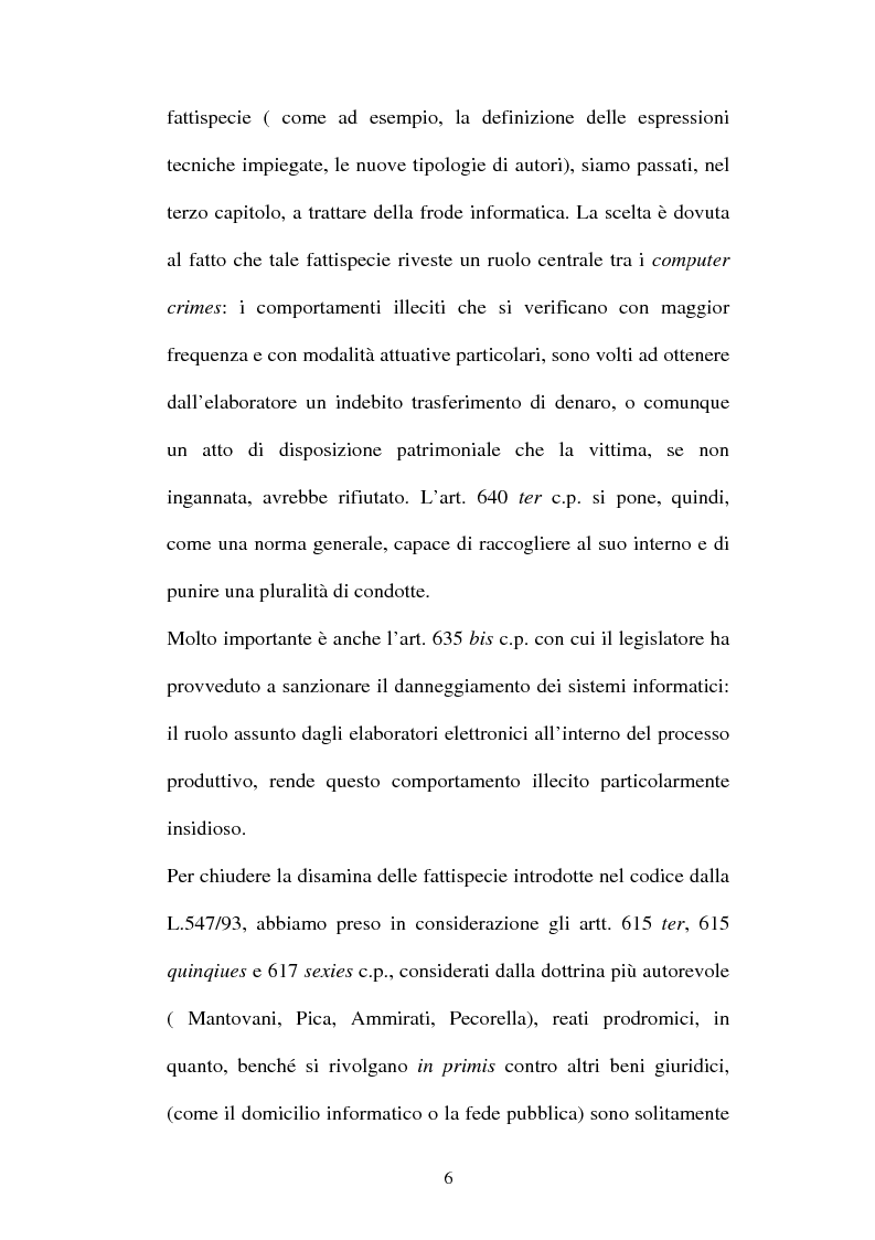 Anteprima della tesi: Le offese al patrimonio mediante strumenti informatici, Pagina 3