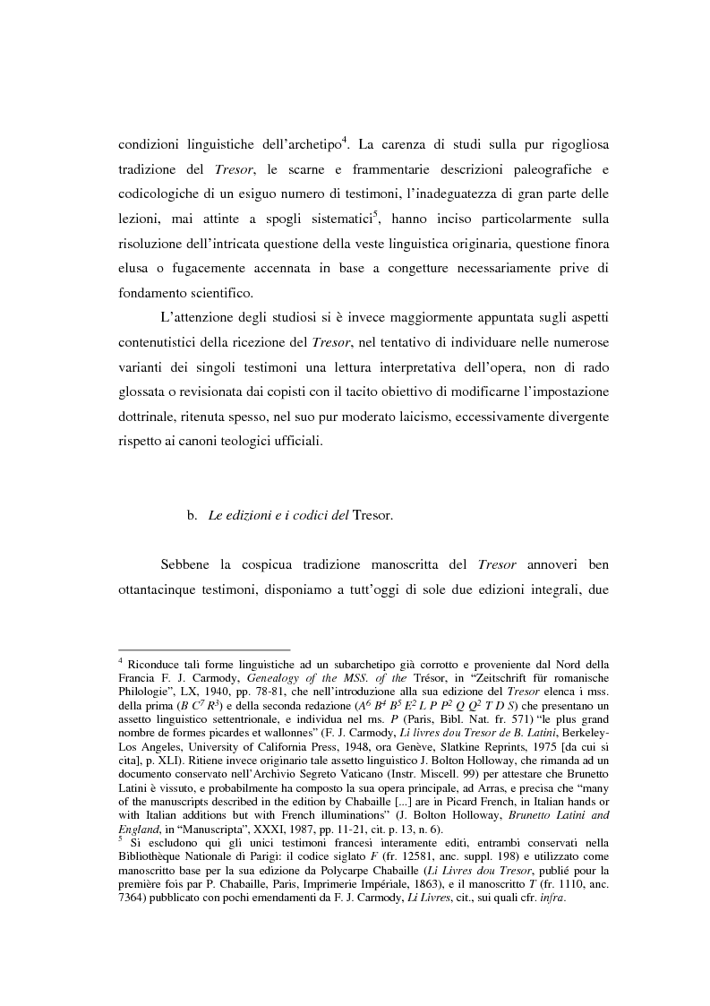 Anteprima della tesi: Brunetto Latini - ''Tresor'' - Volgarizzamento di Bono Giamboni - Adattamento salentino, Pagina 3
