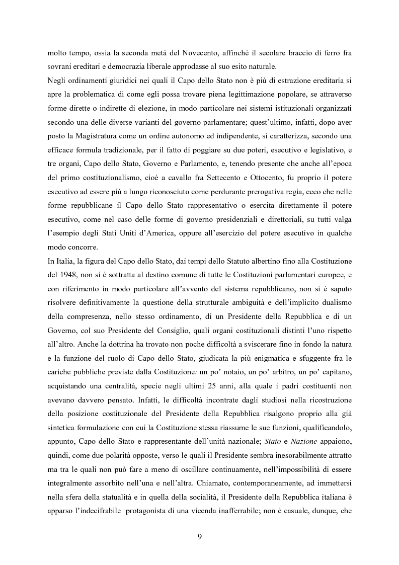 Anteprima della tesi: Tipologia degli atti del Presidente della Repubblica nell'ordinamento costituzionale italiano, Pagina 2