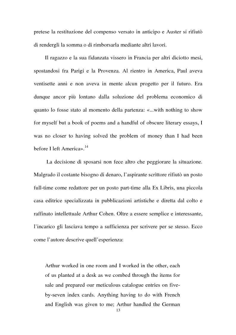 Anteprima della tesi: La professione di scrittore nella vita di Paul Auster, Pagina 13