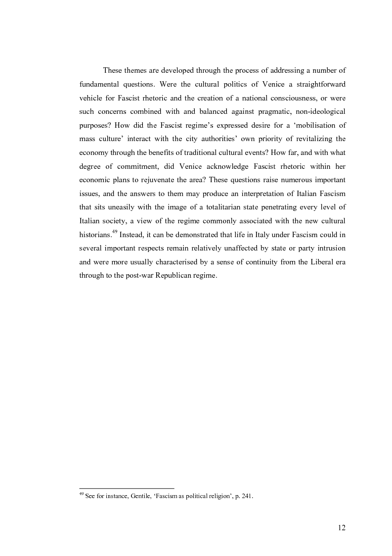 Anteprima della tesi: Culture, tourism and Fascism in Venice 1919-1945, Pagina 12