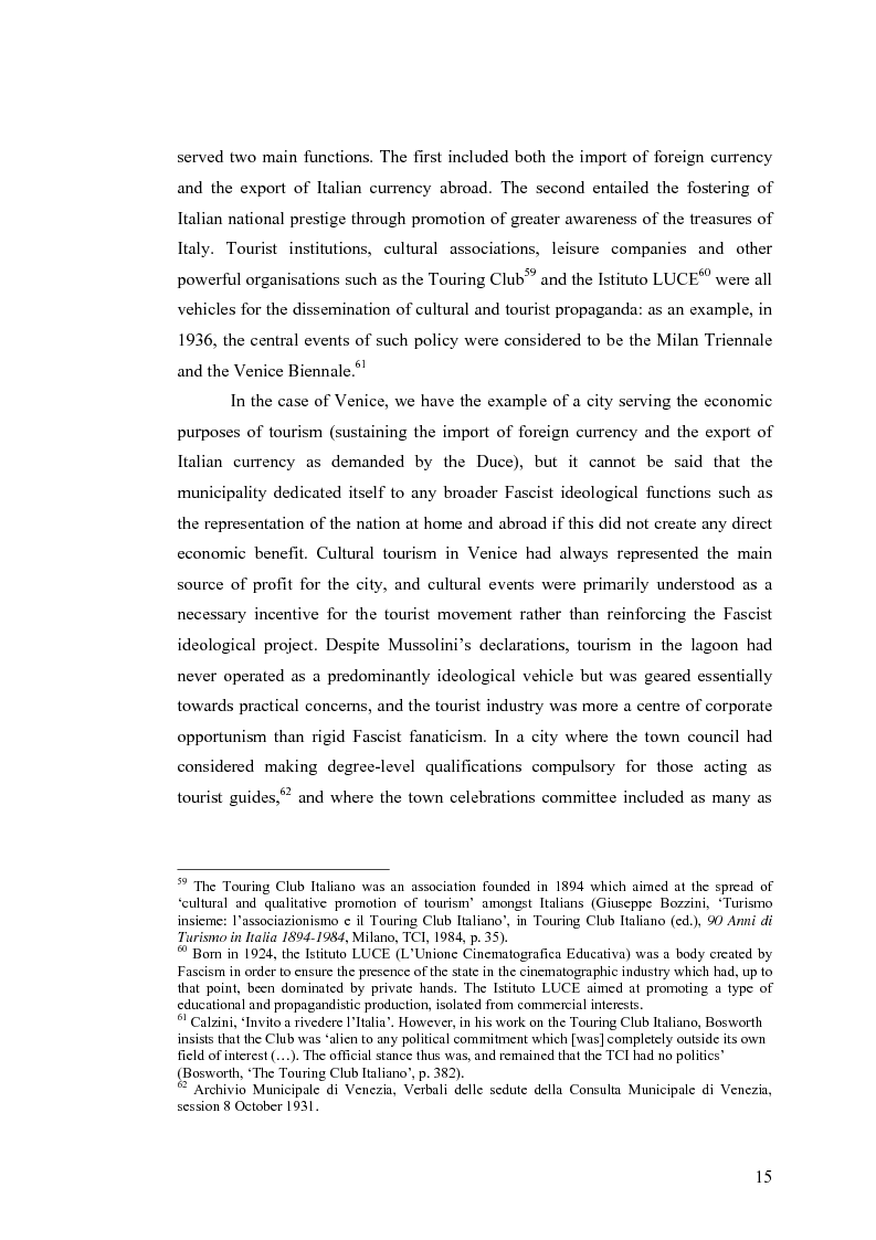 Anteprima della tesi: Culture, tourism and Fascism in Venice 1919-1945, Pagina 15