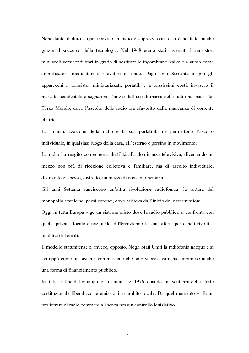 Anteprima della tesi: L'informazione alla radio e la novità di ''zapping'' nel panorama radiofonico italiano, Pagina 5