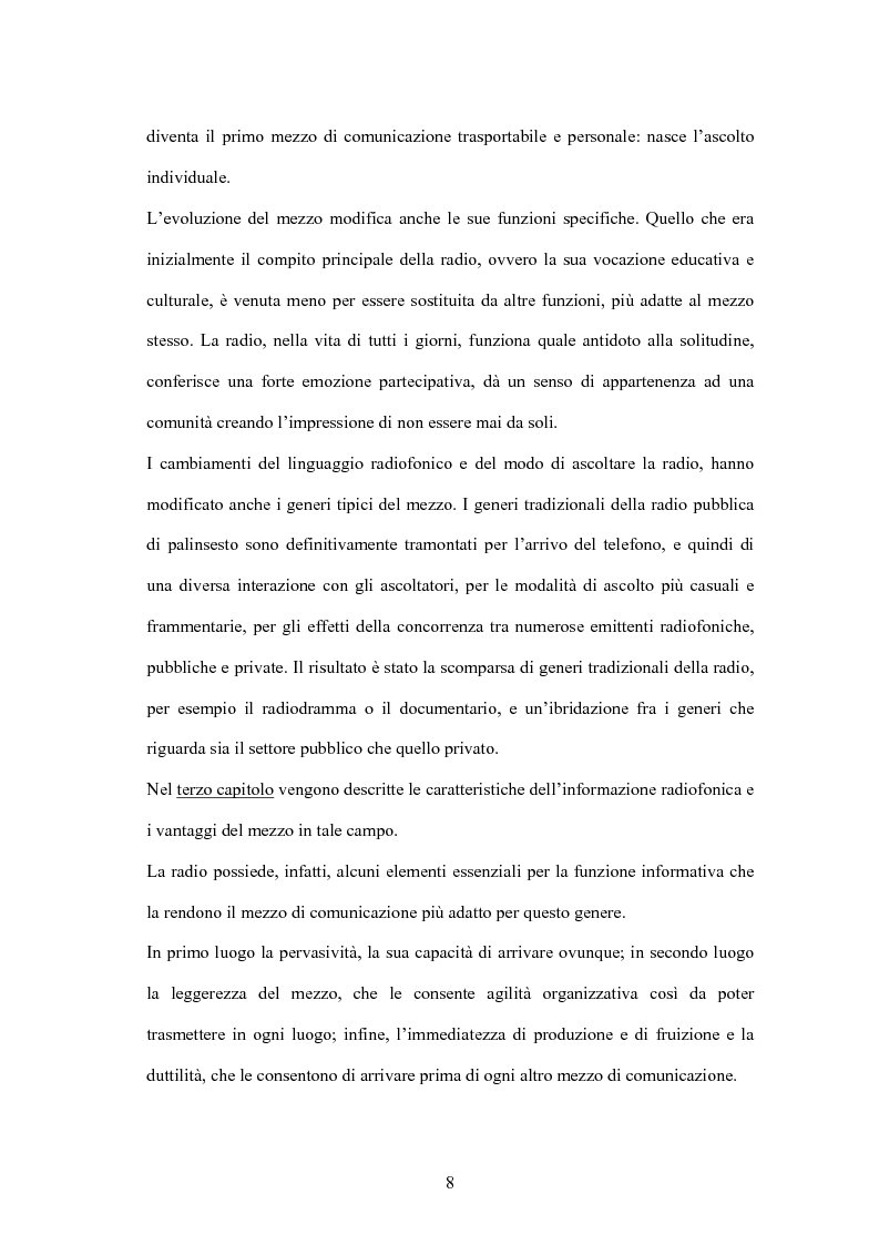 Anteprima della tesi: L'informazione alla radio e la novità di ''zapping'' nel panorama radiofonico italiano, Pagina 8