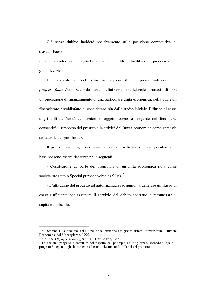 Anteprima della tesi: Il project financing: la realizzazione delle grandi opere infrastrutturali, Pagina 5